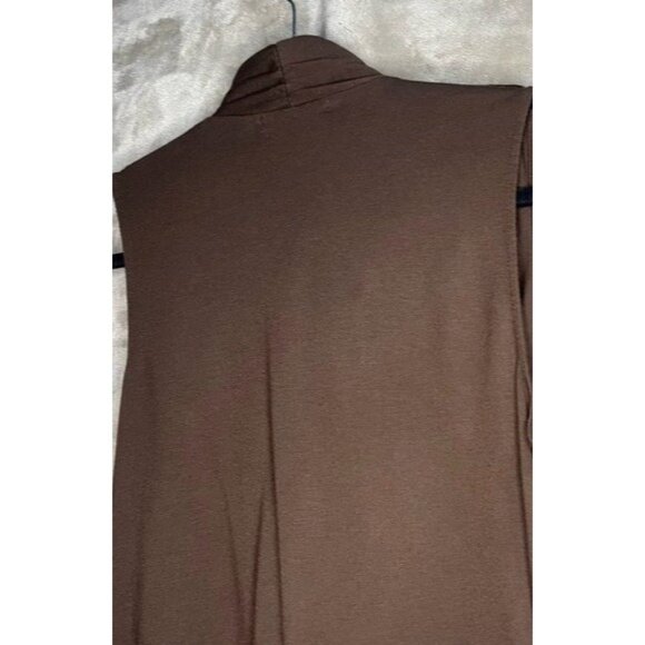 Liz Claiborne Brown Sleeveless Waterfall Open Front Cardigan Vest Women’s Size M - Picture 8 of 12